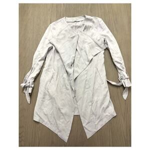 Elaine Rose Light Gray Draped Open Front Jacket Medium